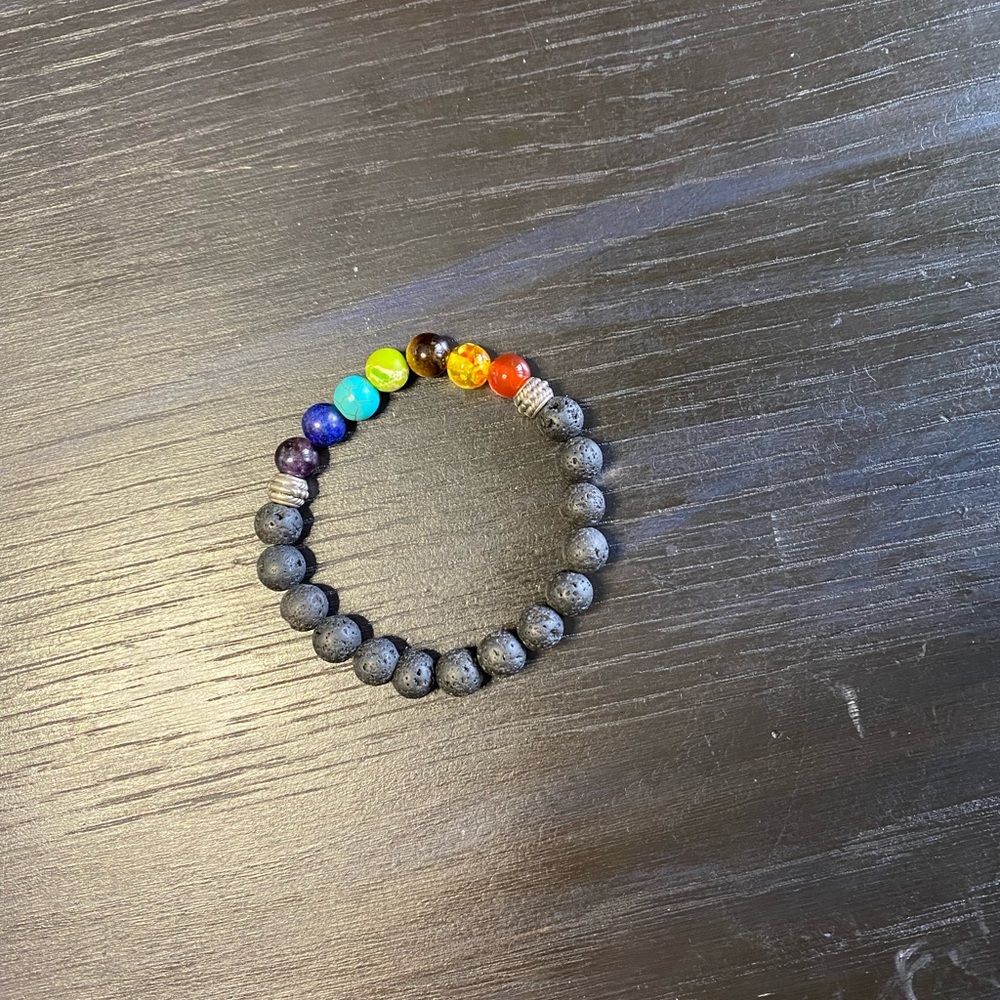 Rainbow and Lava Stone Beaded Bracelet